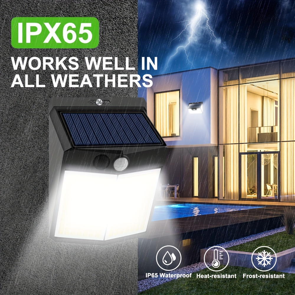 Luces solares Led para exteriores, lámpara Solar recargable superbrillante,  IPX65 resistente al agua, potente luz de jardín con Sensor de movimiento