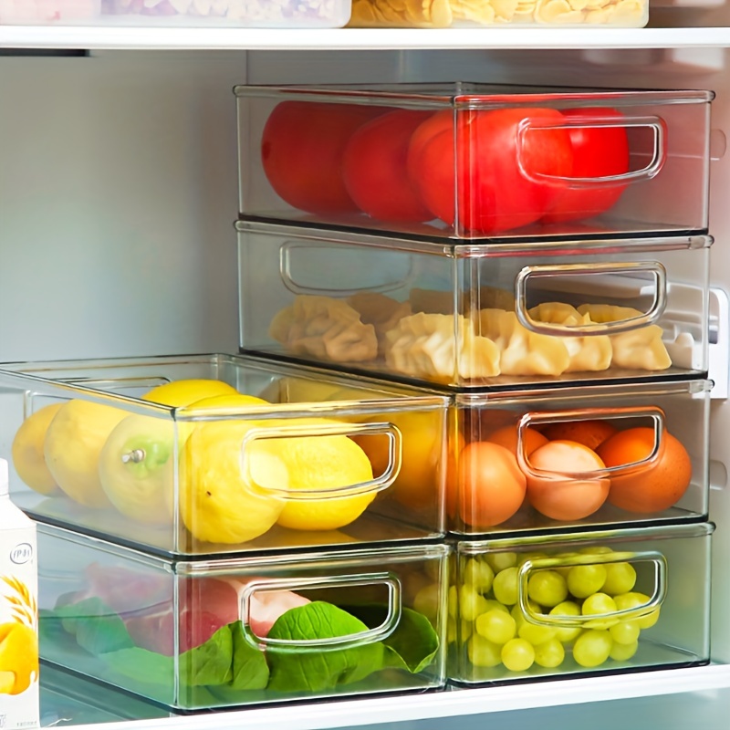 Kühlbox mit Griff, klarer Kühlschrank Organizer Bin, gefrorener  transparenter Kühlschrank mit Deckel und Griff