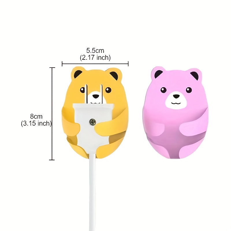 Kawaii Cartoon Bear Wall Hook Set Self Adhesive Plug Hooks With