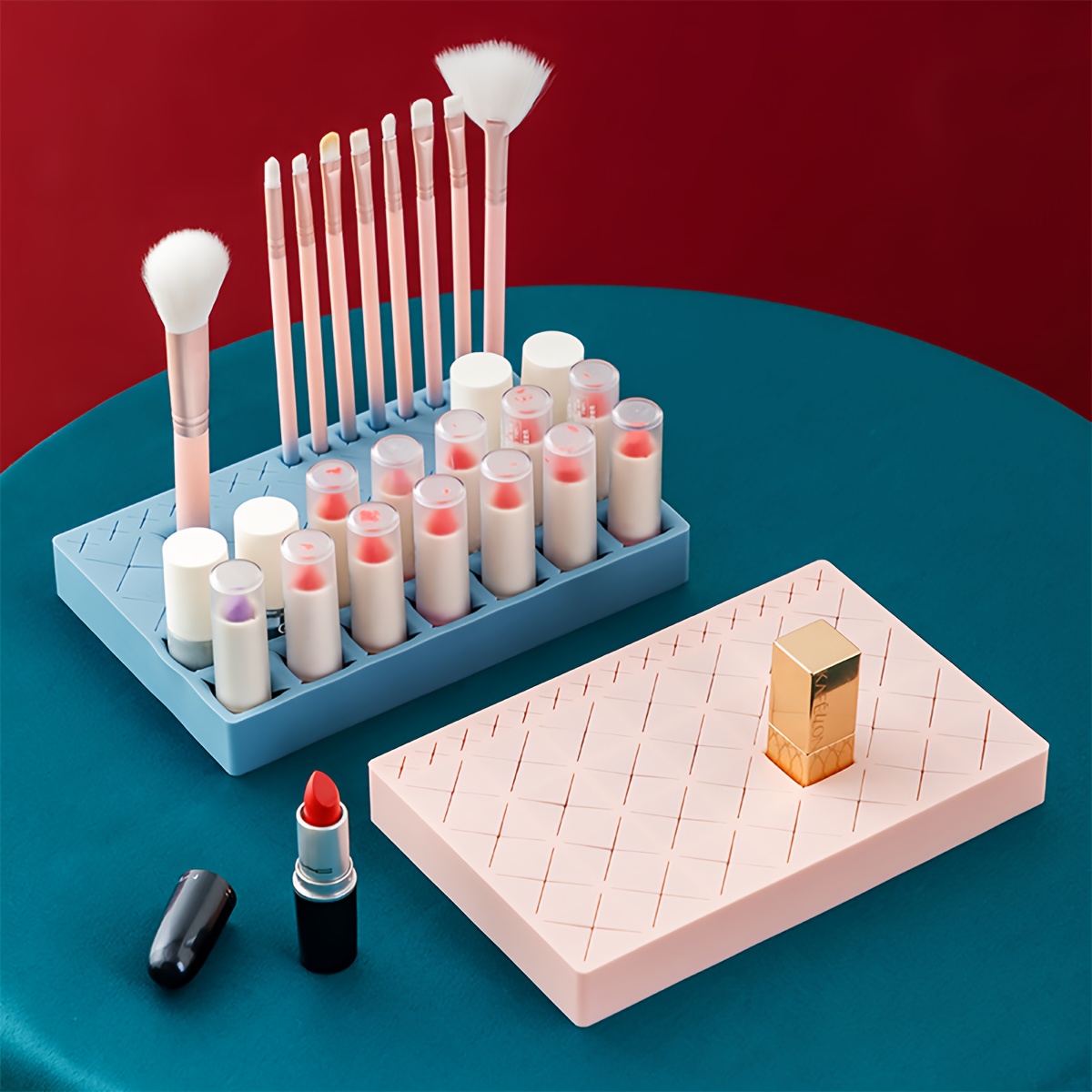 Cajón de plástico organizador de maquillaje, caja de belleza cosmética,  estuche de almacenamiento de escritorio de uñas, cepillo de lápiz labial