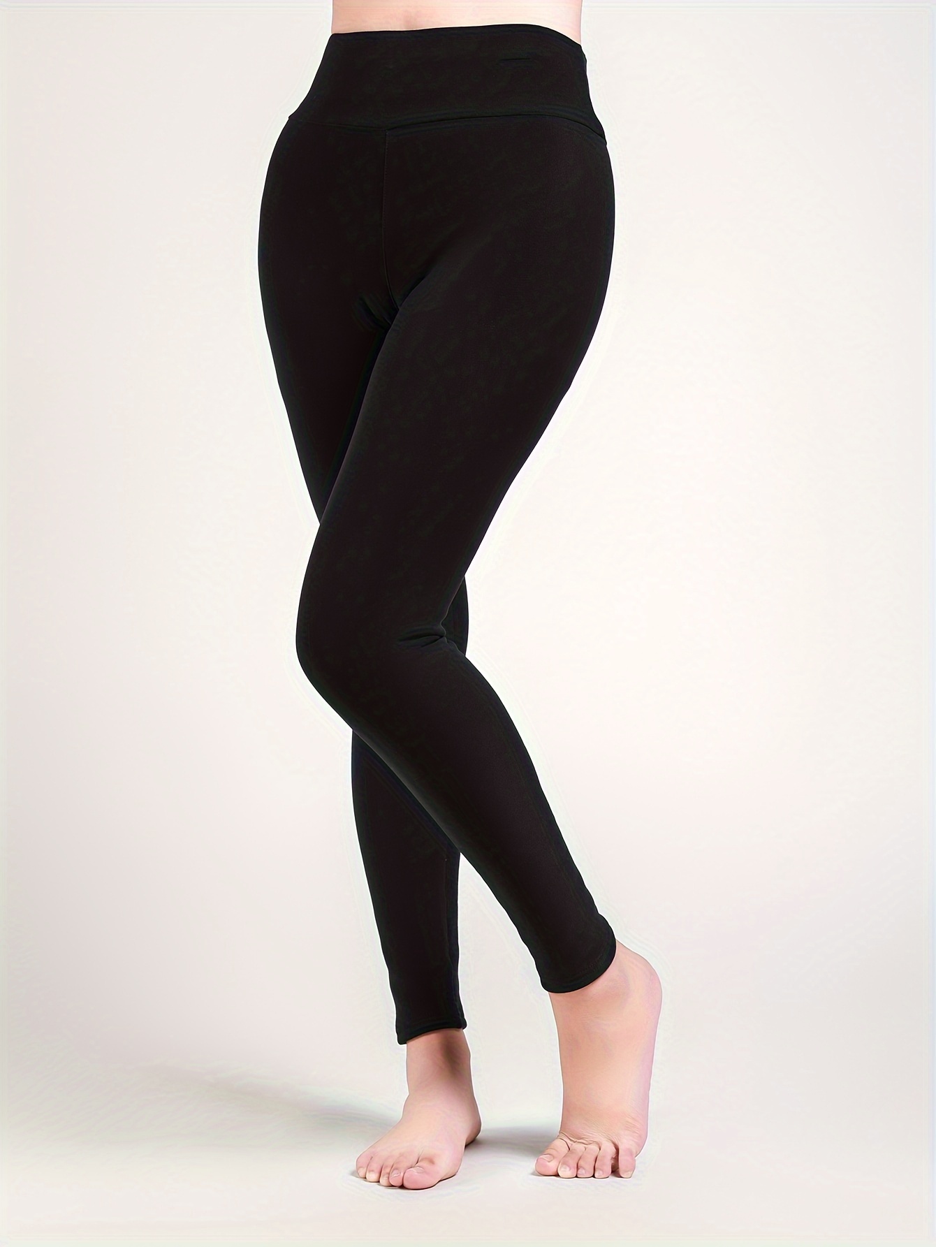 Solid Color High Stretch Yoga Fleece Leggings High Waist - Temu