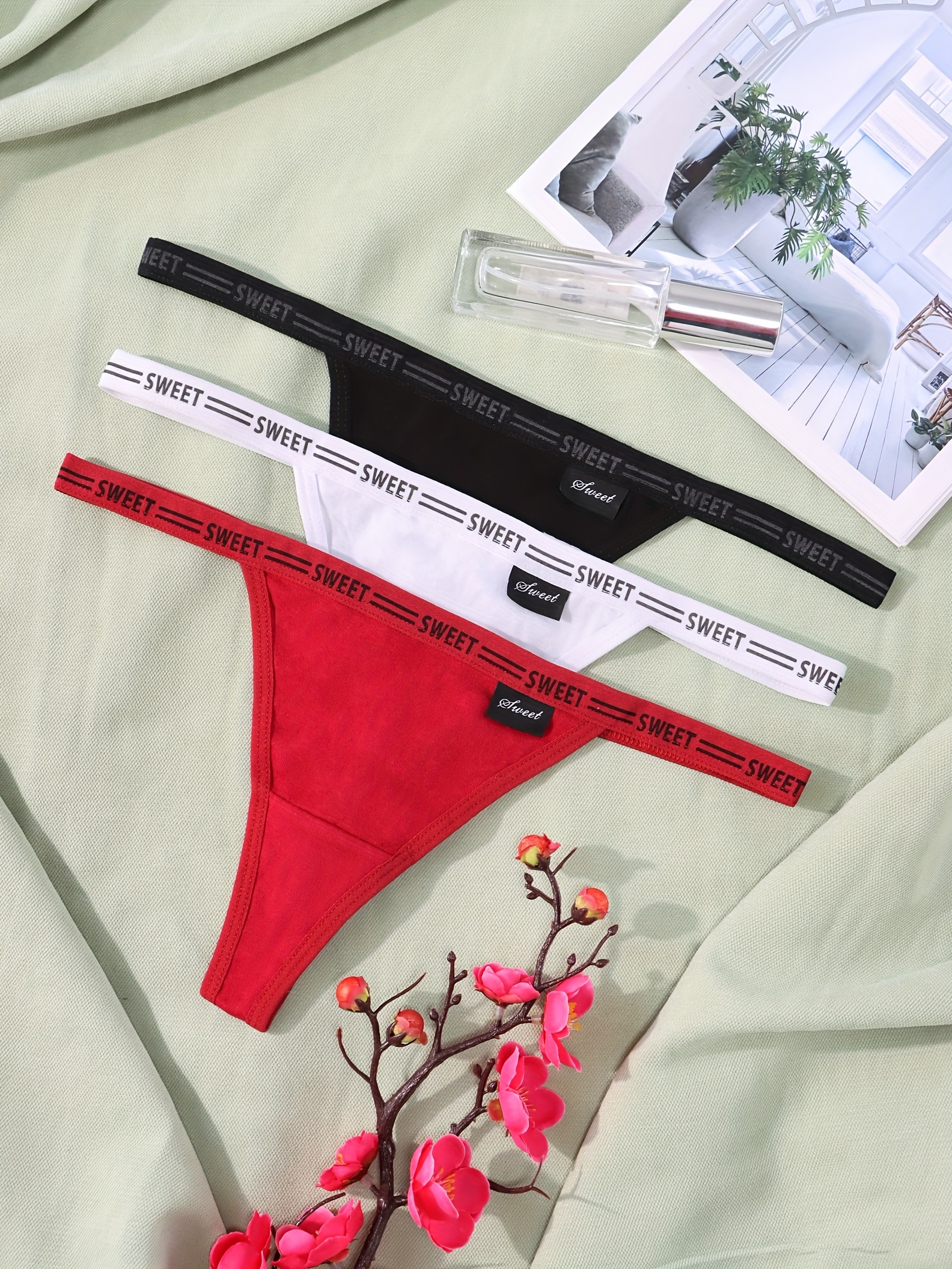 Women's Combo Sexy Breathable Letter Tape Thong Panties - Temu