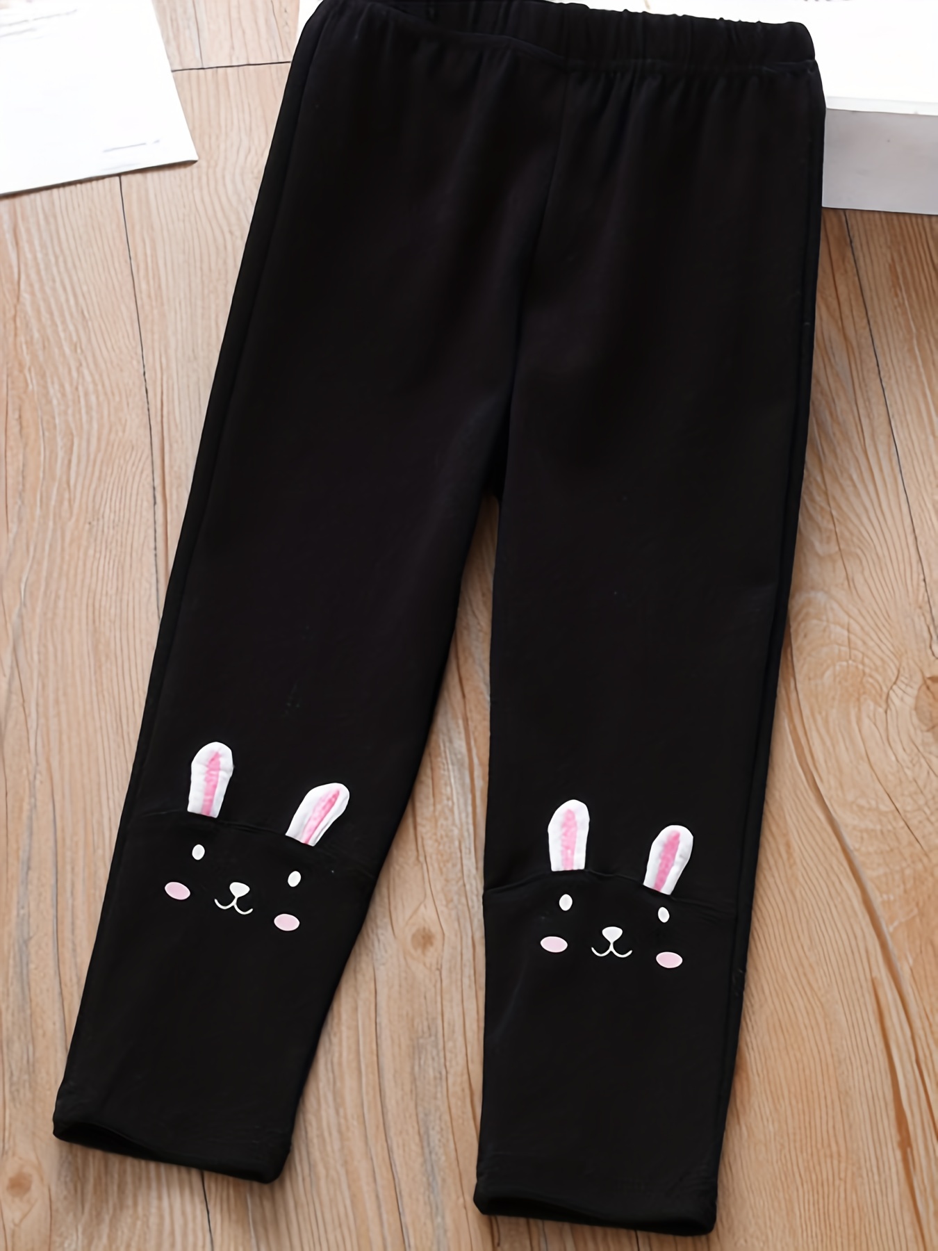 Girls' Cute Bunny Embroidery Ankle Legging Pants Slim Fit - Temu