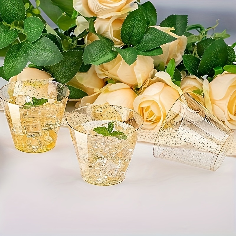 Upscale Round Rose Plastic Wine Cups | 4 Cups
