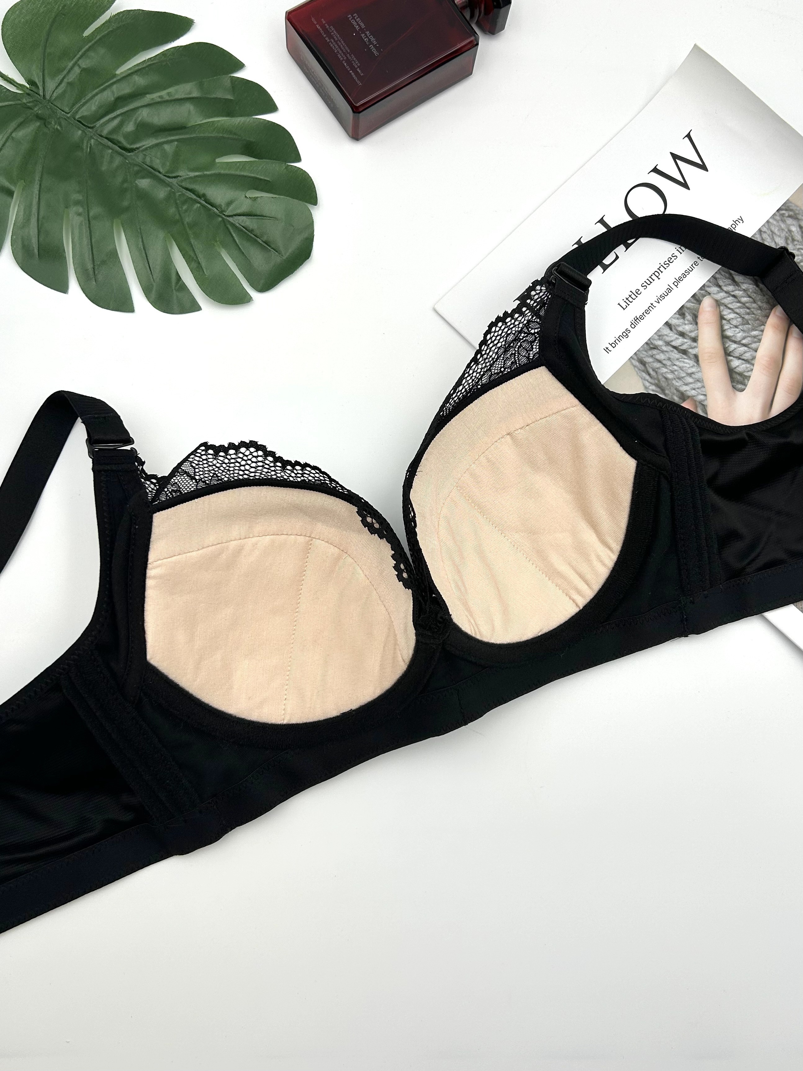 Contrast Lace Push Up Bra Comfy Breathable Full Coverage Bra - Temu Italy
