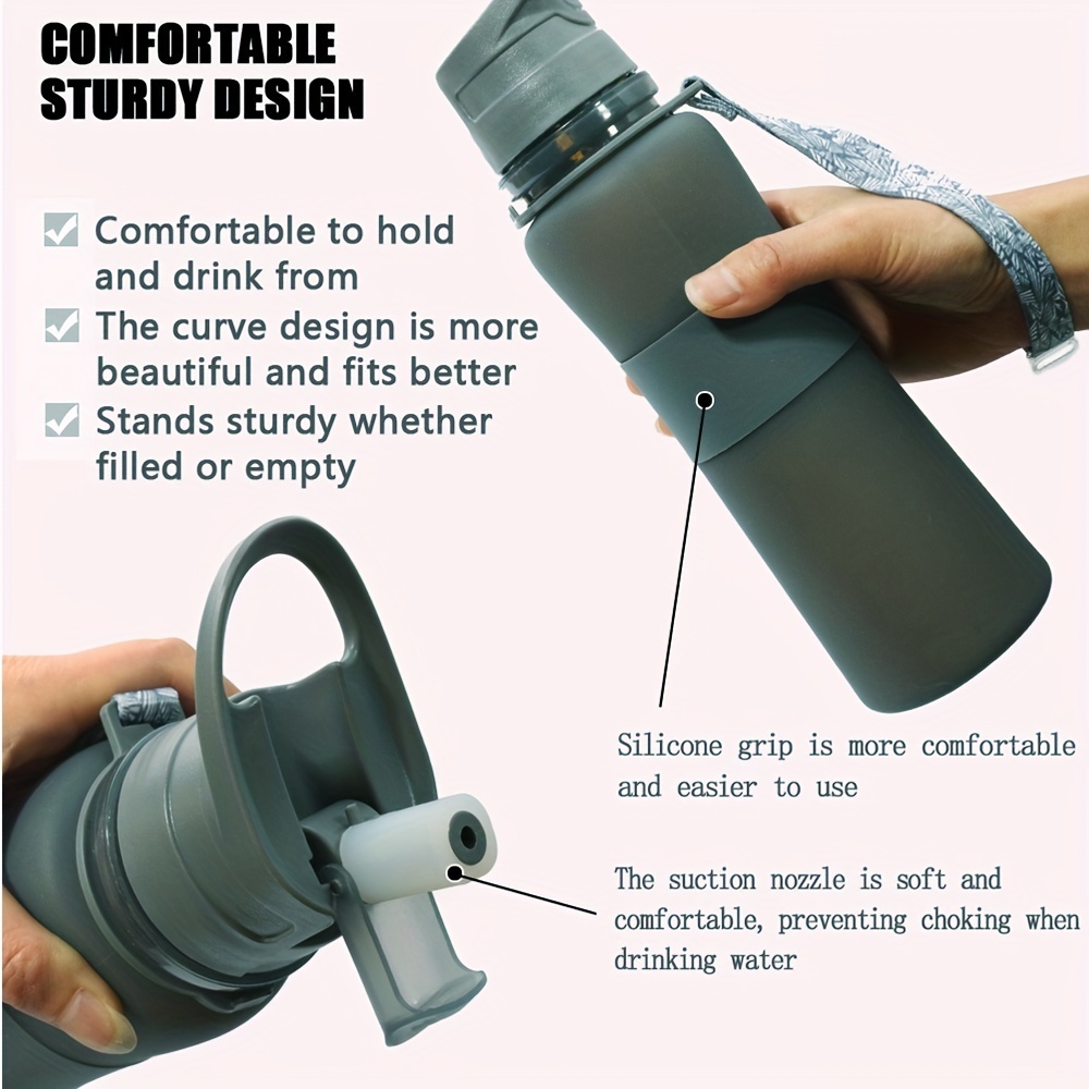 1pc Foldable Soft Sports Water Bottle, Silicone Squeeze Bag With