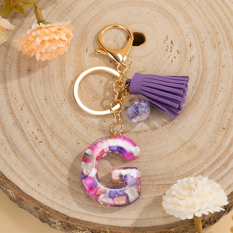 Keychains Accessories For Women Kids Cute Keychain Initial Letter Pink  Tassel Butterfly Car Key Chains