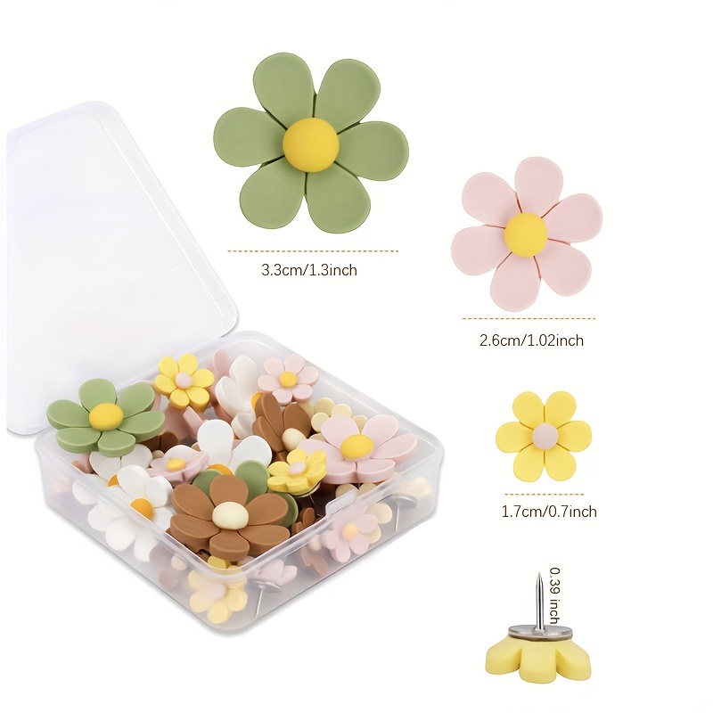 Cute Thumbtacks With Colorful Flower Patterns And Different - Temu