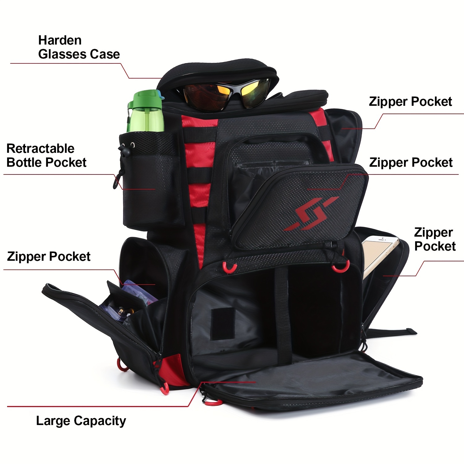 Sougayilang Fishing Tackle Backpack Waterproof Tackle Bag Storage