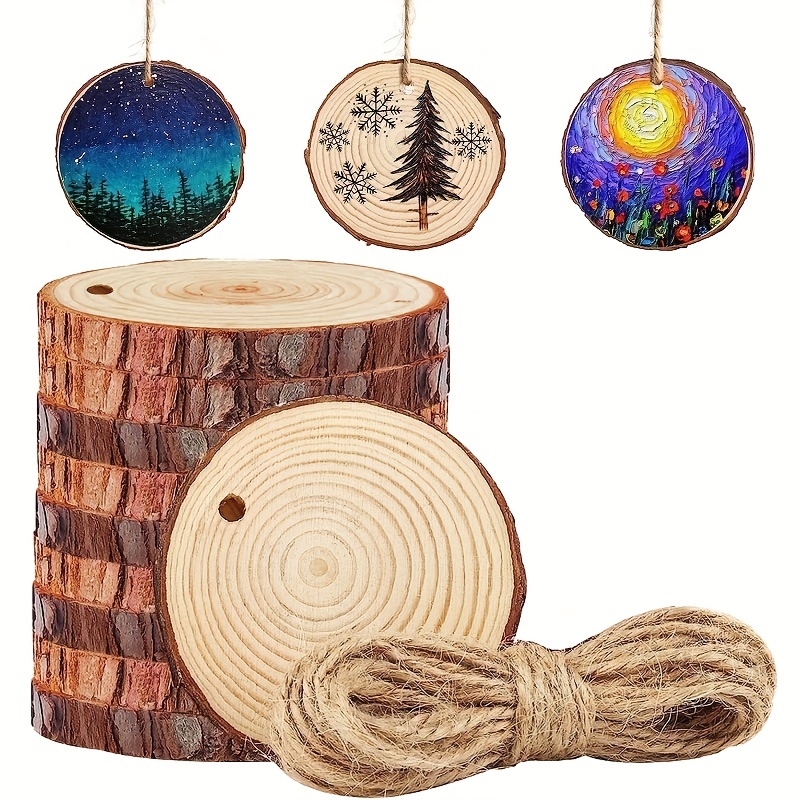 3 Pack 23-25cm Natural Wood Slices, Rough Wooden Circles With Bark, Blank  Round Wood Discs For Crafts, Christmas Decorations And Wedding Decorations