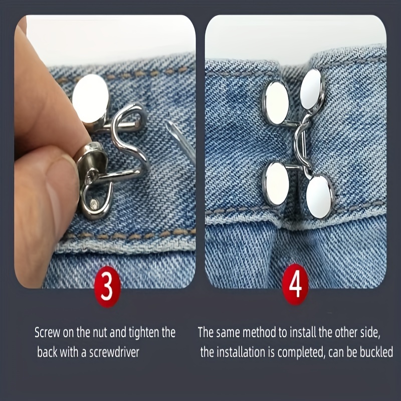 Pant Waist Tightener Adjustable Jean Button Pins 1PC Button Clip For Pants  No Sewing Required Easy To Install