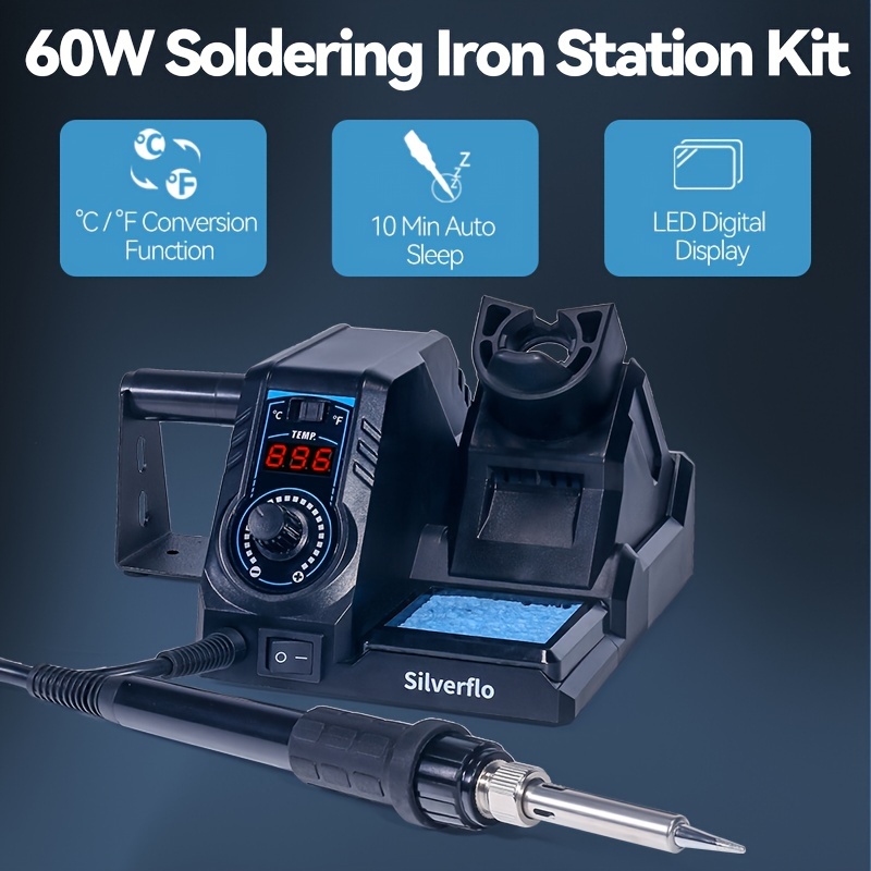 Kit de estación de soldador digital, 60 W 110 V, estaciones de soldadura de  precisión, kit de soldadura pequeño, electrónica de temperatura ajustable