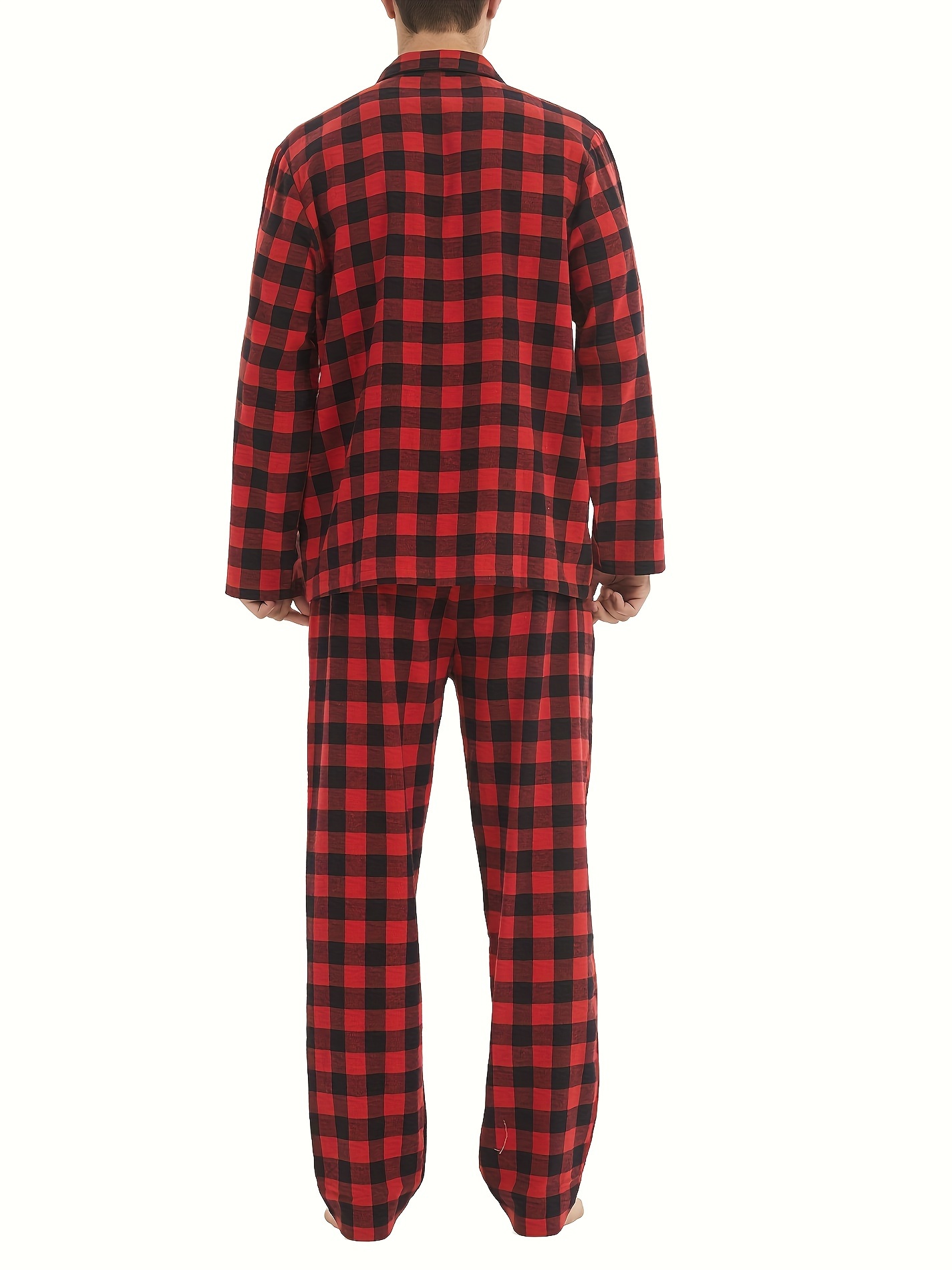 Men's Flannel Pajamas Set Long Sleeve Soft Cotton Loungewear - Temu Canada