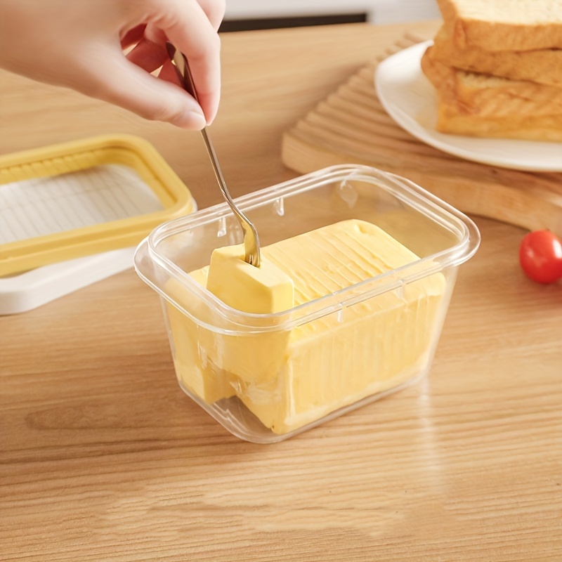 Butter Slicer Cutter Stainless Steel, Butter Dish with Lid for Counter Top,  Easy to Cut and Store, Kitchen with Transparent Lid Refrigerated Butter