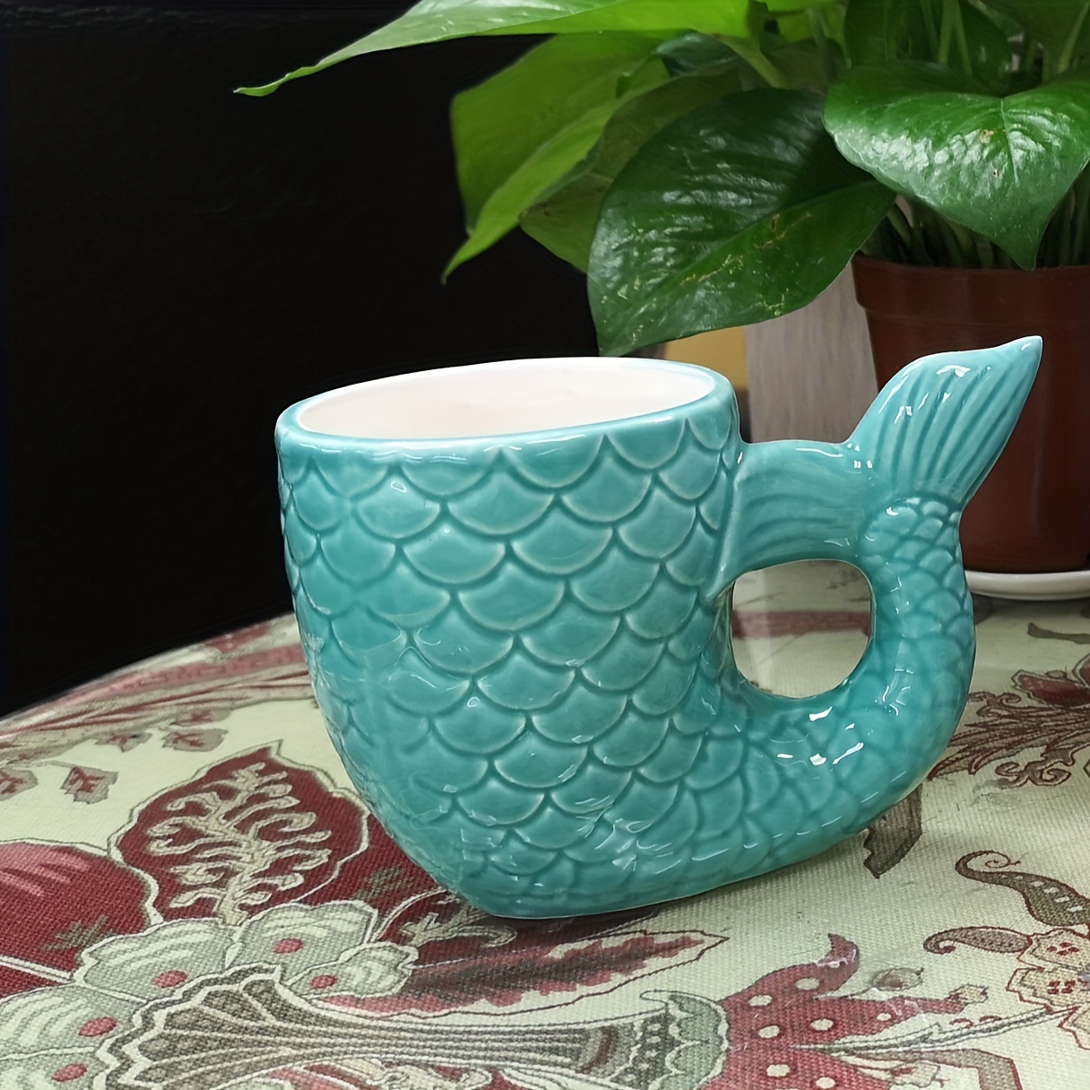 Mermaid Coffee Mug With Fish Tail Handle Ceramic Coffee Cups - Temu