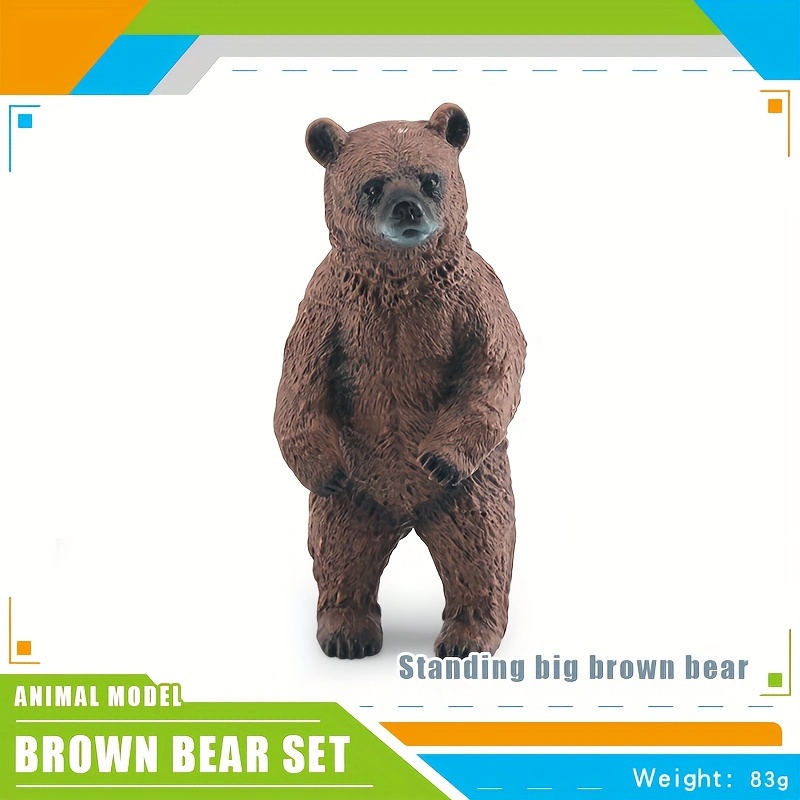 Simulated Wild Forest Animal Solid Static Model, Brown Bear Set, Children's Educational Cognitive Toy Ornament