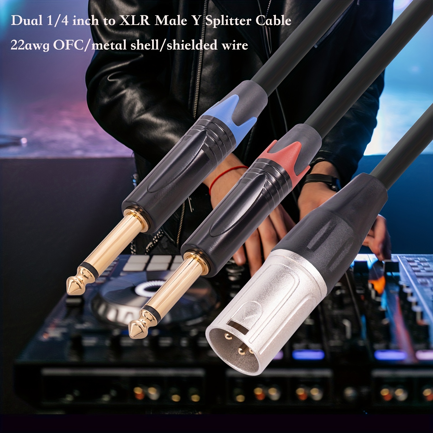 Double Câble Séparateur 1/4 Pouces Vers Xlr Mâle Y, Xlr Mâle Vers Double  6.35mm Ts Mono Prise Microphone Adaptateur Convertisseur Audio -  Instruments De Musique - Temu