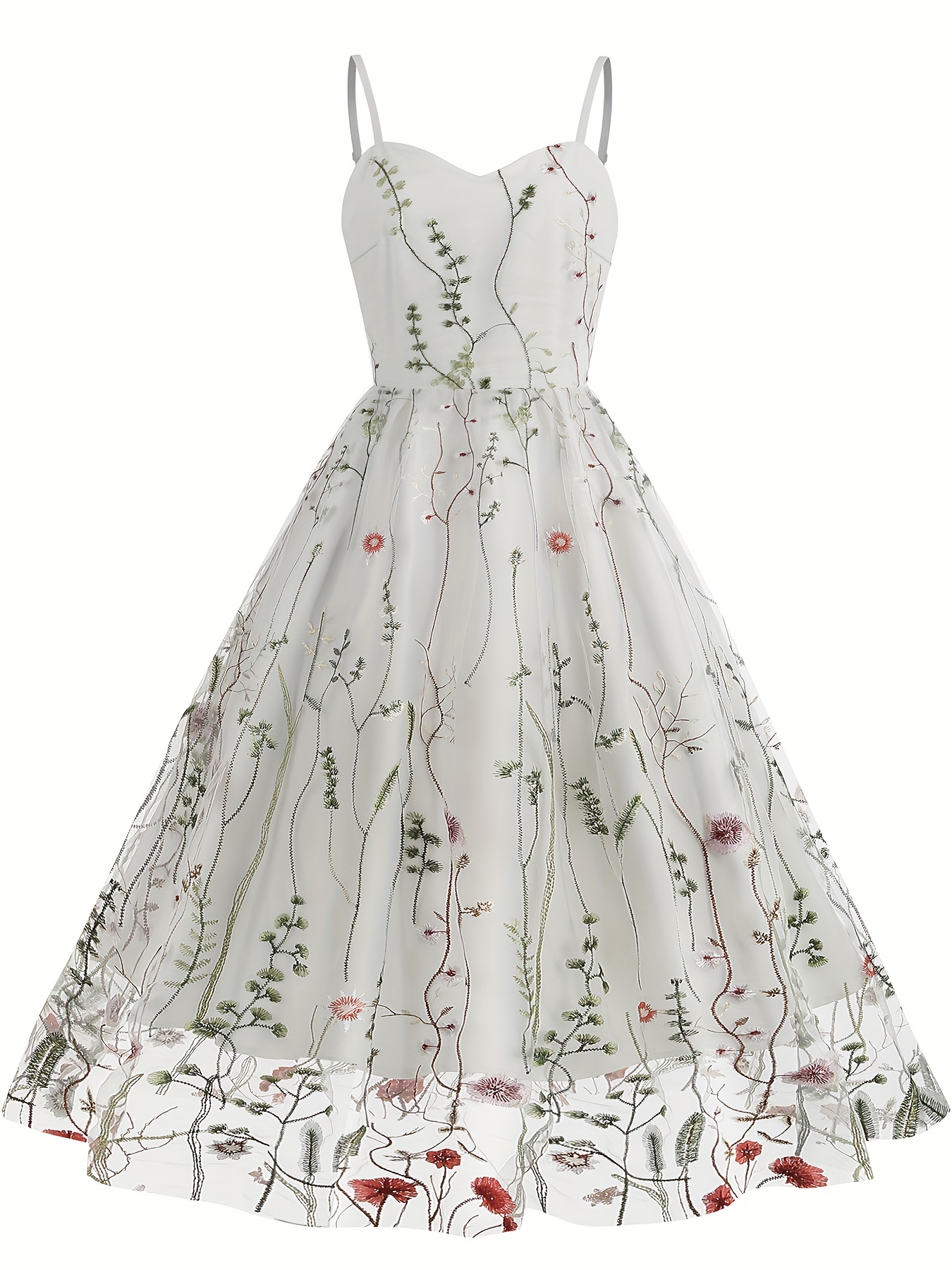 Embroidery Mesh Dresses Overlay Vintage Formal Dinner Dress - Temu