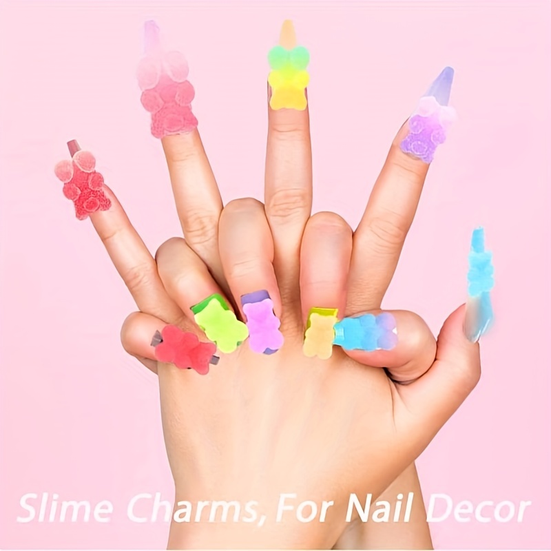 LYroo Kawaii Gummy Bear Charms Resin Flatback 3D Charms for Nail Art  Supplies,Slime