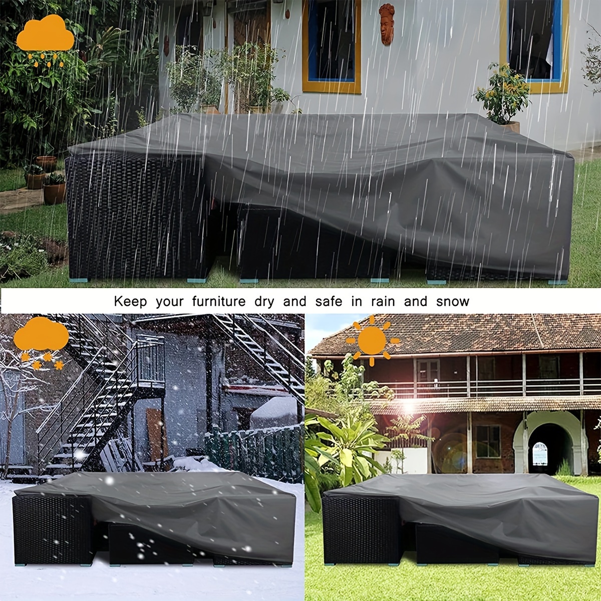 Cubierta superior para lluvia, volantes impermeables, cubierta para lluvia  para parque, cubierta para techo oscilante para patio exterior, café de dos  plazas: 142*120*18cm