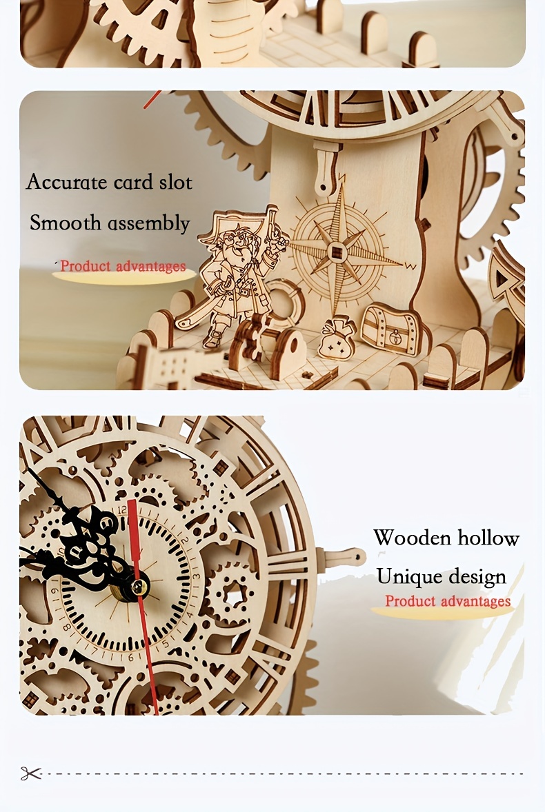 Pirate Ship Clock 3d Puzzle In Legno Adulti Modelli In Legno - Temu  Switzerland