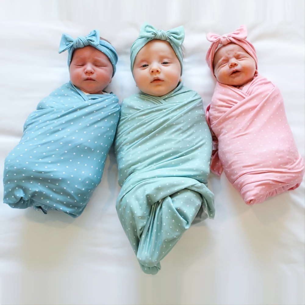 Baby Swaddle Wrap Cloth with Rabbit Ears Hairband Set