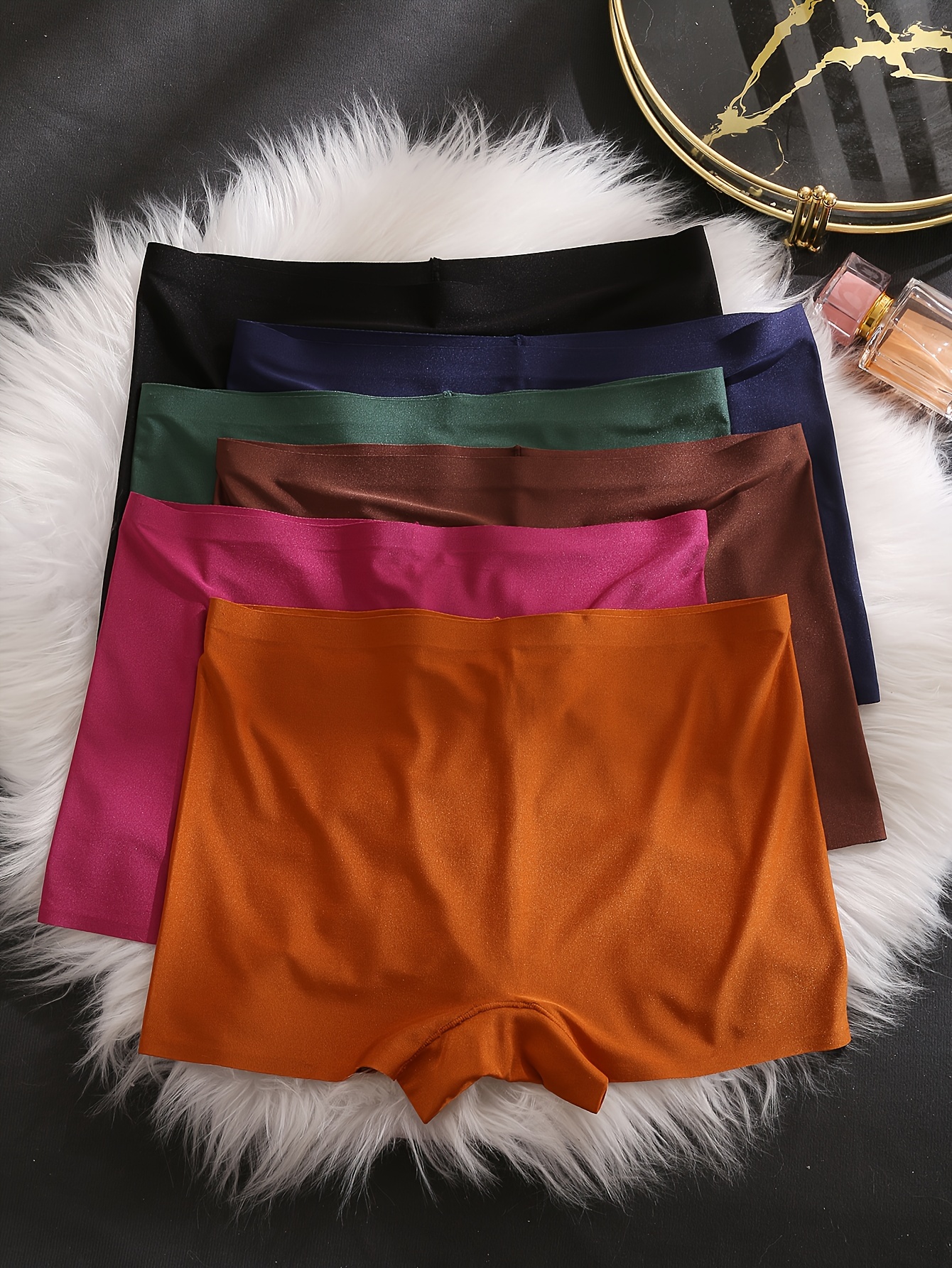 4pcs Seamless Boyshort Panties, Soft & Comfortable Low Waist Panties