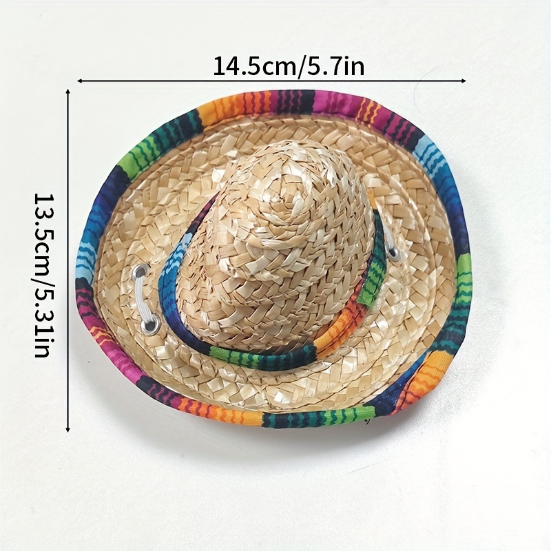 Adjustable Pet Sombrero Straw Hat For Summer Sun Protection - Temu