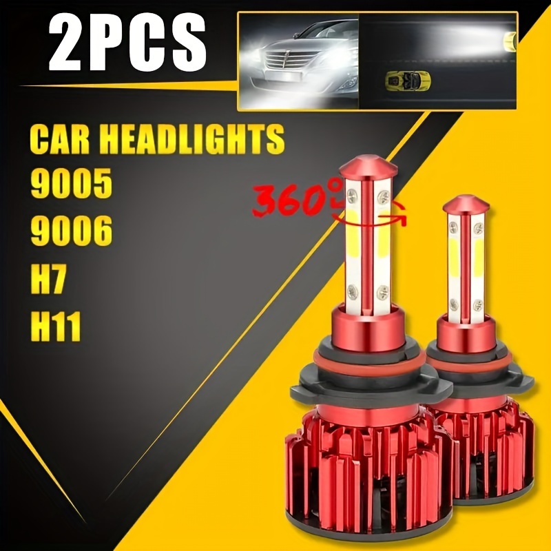 Brighten Up Your Drive: 2 Pcs Super Bright LED Headlight Bulbs - H4, H7,  H11, H8, H9, 9005, HB3, 9006, HB4 - 12V White Auto Fog Lights