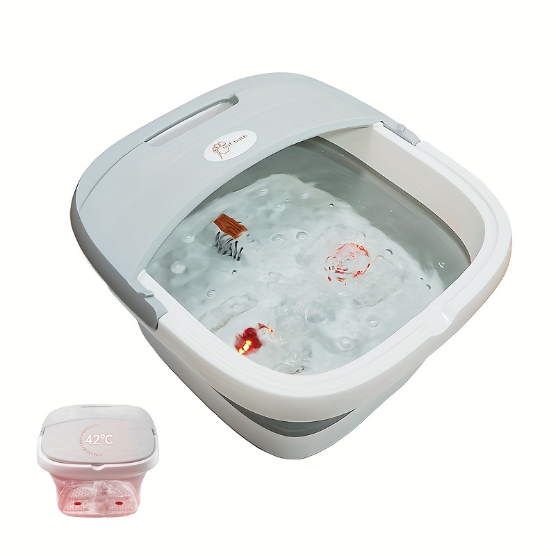 Collapsible Foot Spa Bath Massager With Heat Bubbles - Temu