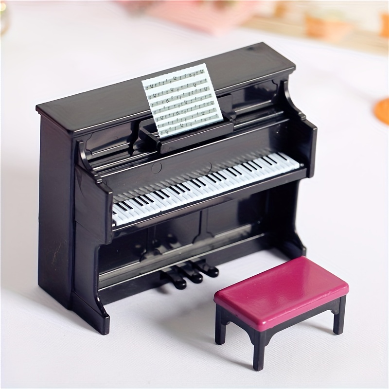 1 12 Miniature Piano Dollhouse Accessories Mini Simulation Piano Replica With Stool And Music Score
