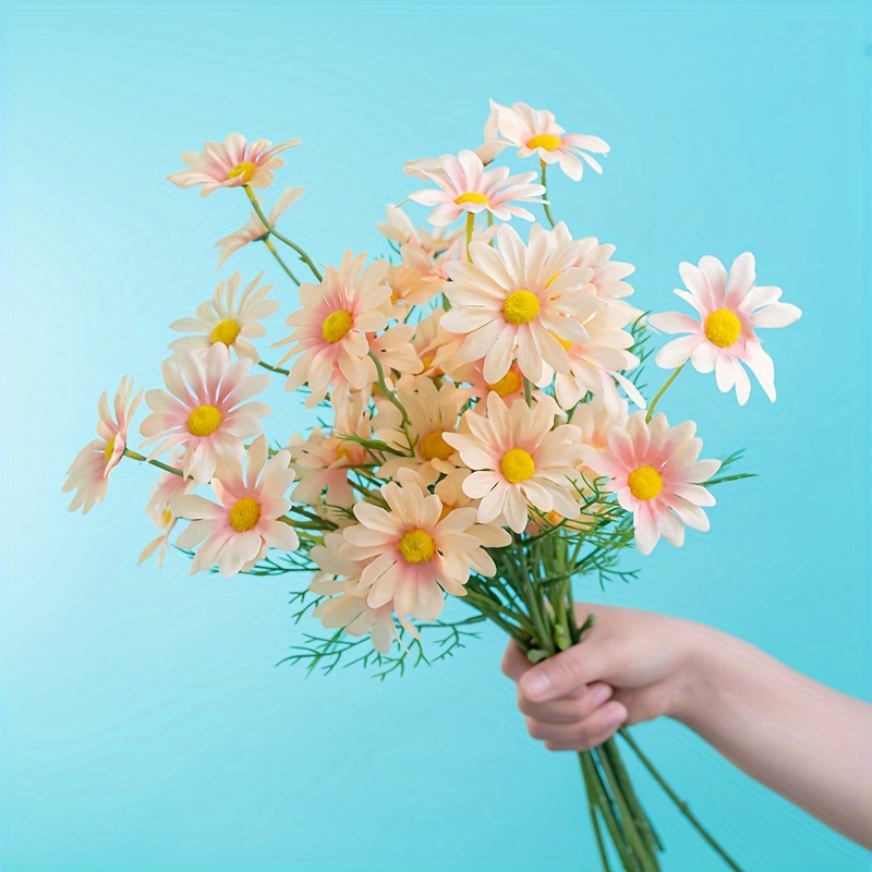 10 PCS Artificial Daisy Silk Flowers Bunch Bouquets for Home