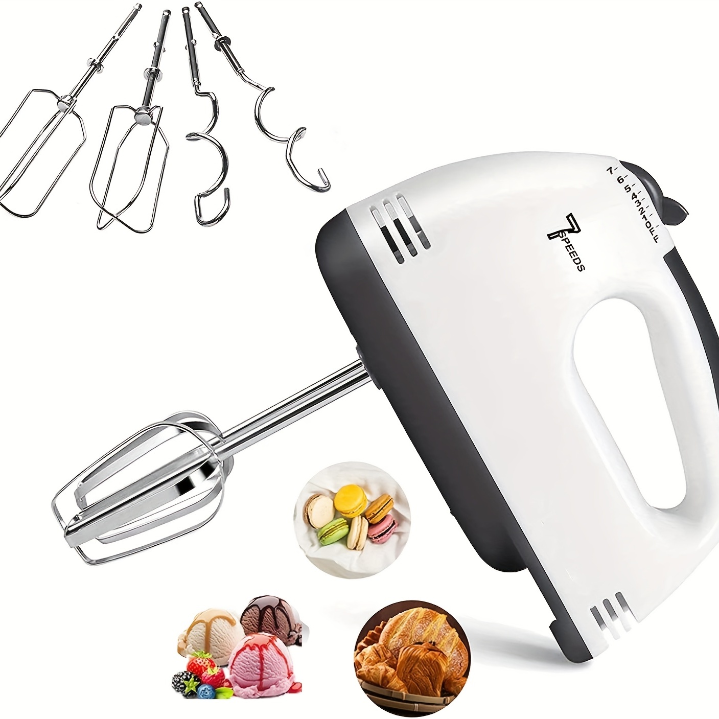 Electric Hand Mixer, Turbo Boost / Self-control Speed + 5 Speed + Eject  Button + Stainless Steel Accessories, Kitchen Mixers For Easy Whipping Dough,  Cream, Cake, Kitchen Tools - Temu