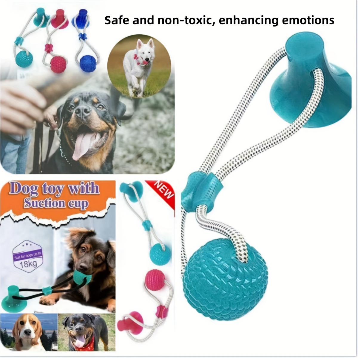 Suction Cup Dog Toy Chews Bite Toys Durable Rubber Self Playing  Multifunctional