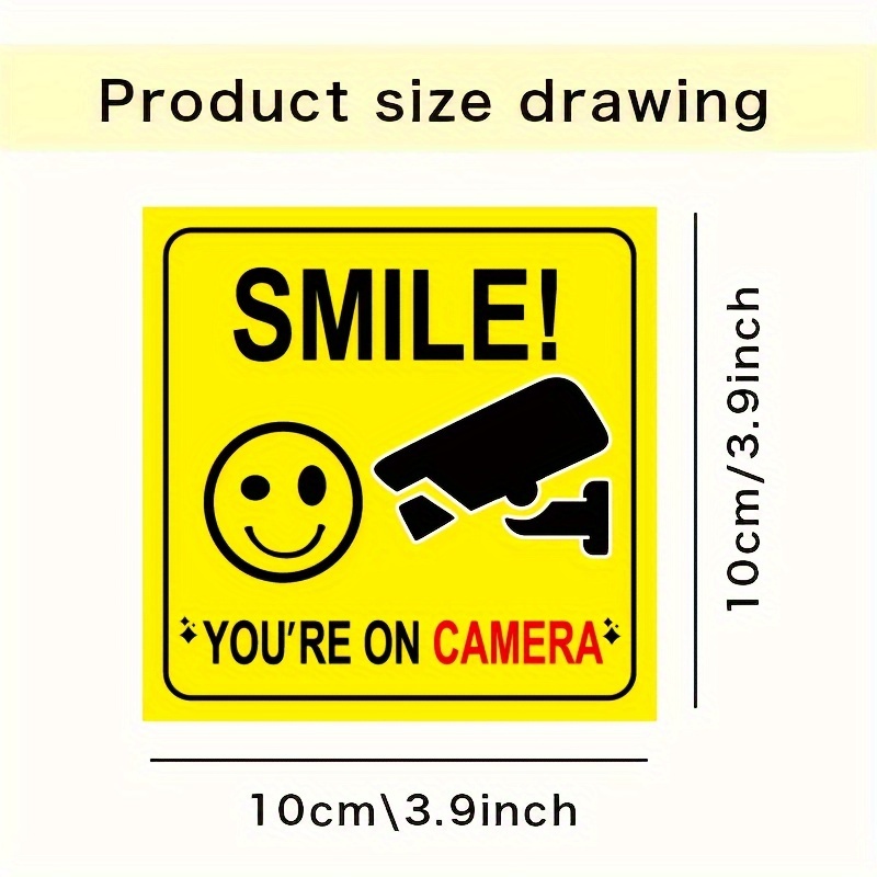 5pcs smile you have   video surveillance safety signs attached to the   window used for home business yard or driveway decoration high quality self adhesive vinyl details 2