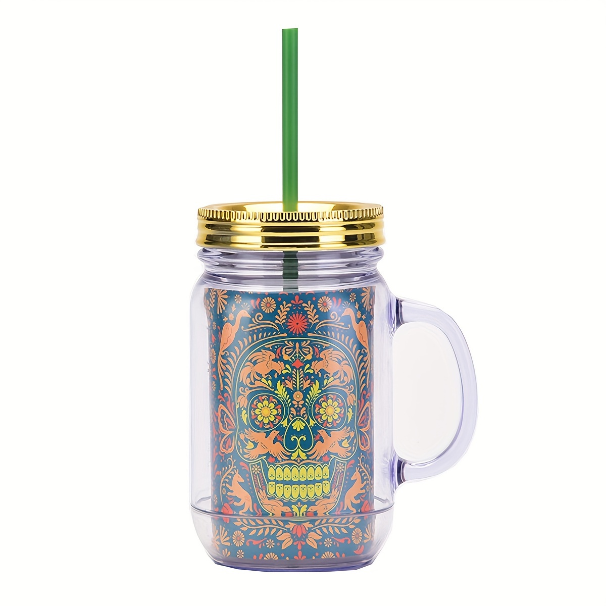 18oz Halloween Skull Water Cup Portable Straw Cup Sealed Carnival Cup