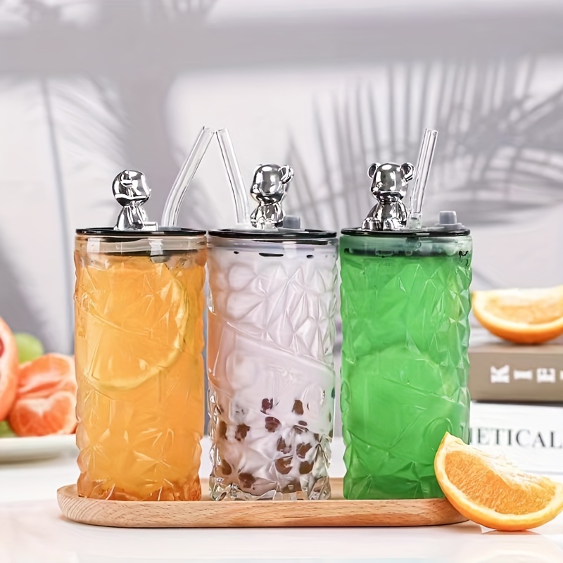 Cute Bear Cup Tumbler With Dome Lid And Straw Plastic Water - Temu