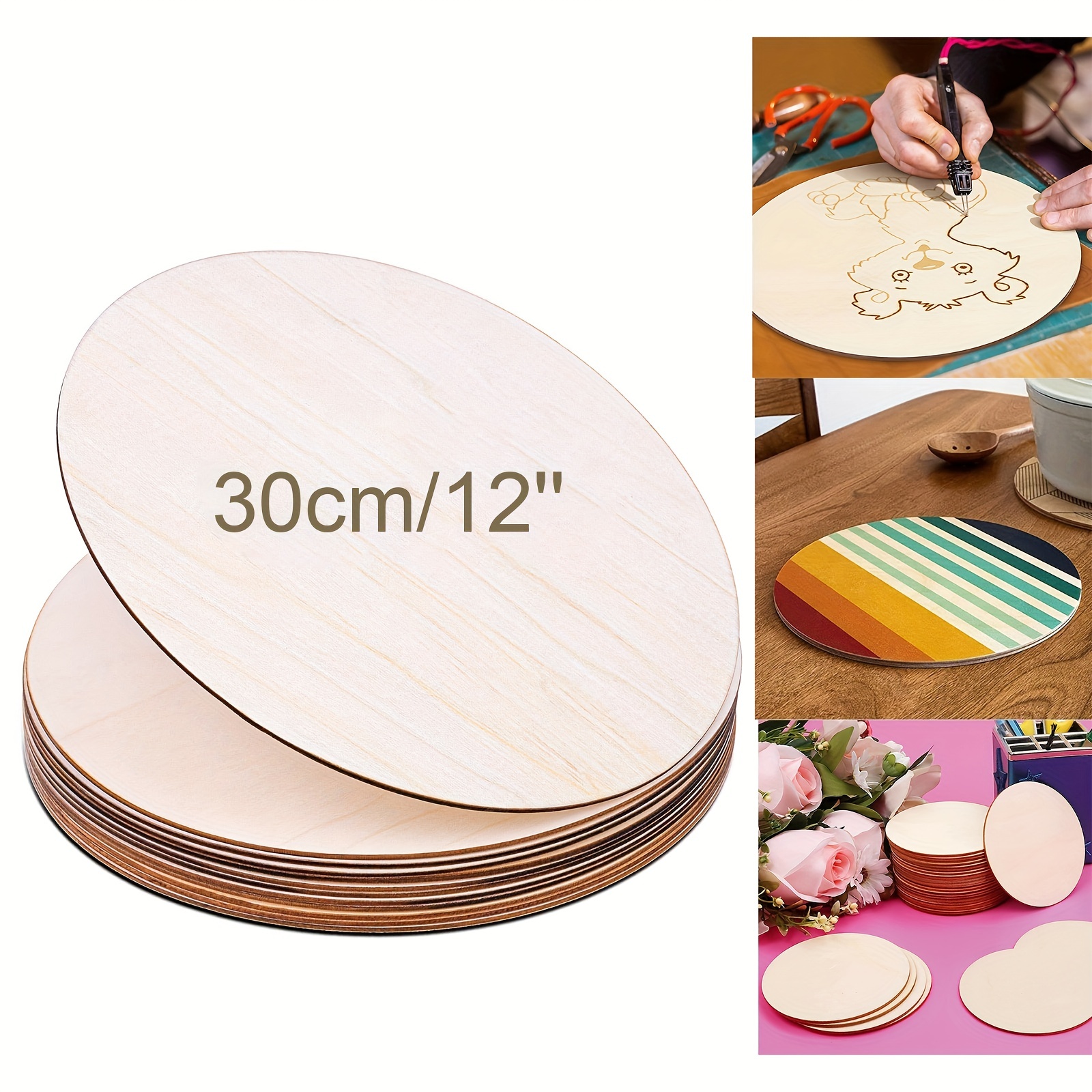 3pcs 12pcs Wood Circles For Crafts 30cm 12 Inch Unfinished - Temu