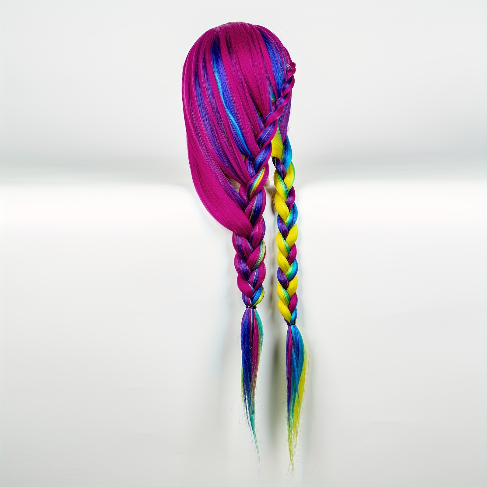 Premium Mannequin Head Rainbow Color Straight Hair - Temu