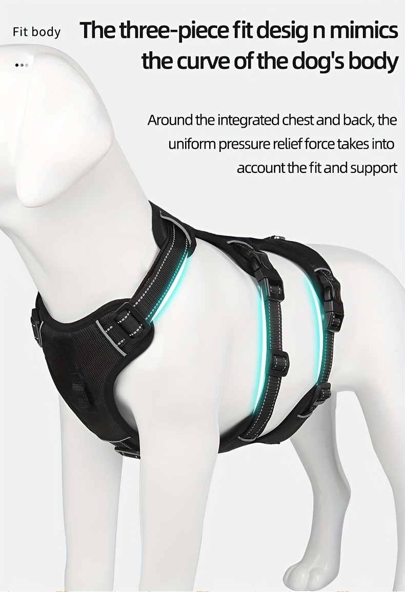 dog harness no pull soft padded dog vest with 3 leash clips and easy control handle reflective adjustable escape proof pet chest harness details 3