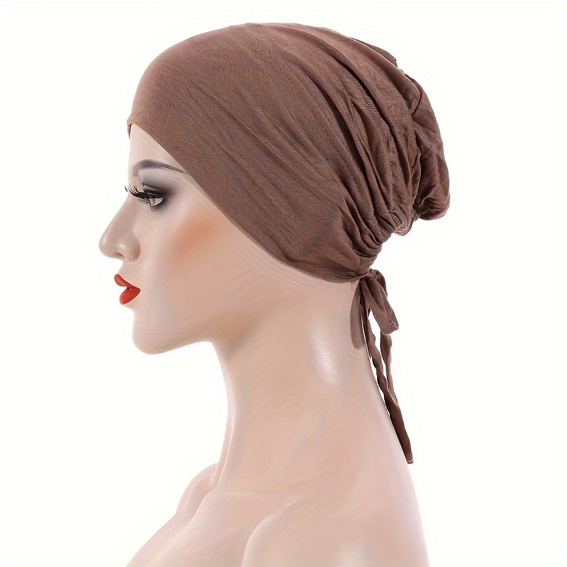 New Solid Color Mercerized Adjustable Drawstring Elastic Headband Cap, Small Hat