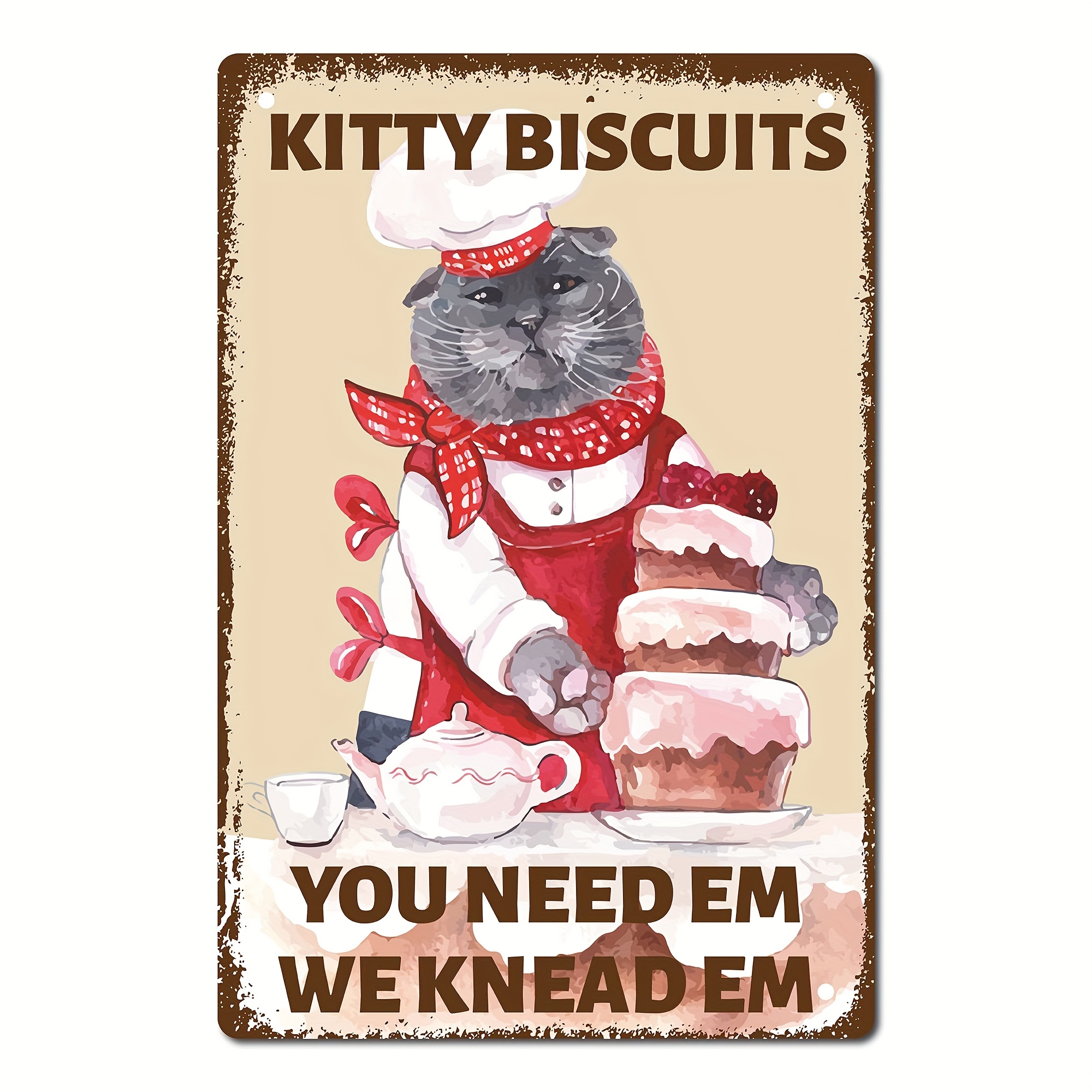 Metal Tin Sign,, Funny Cat Metal Tin Signs Vintage Kitty Kitchen Sign