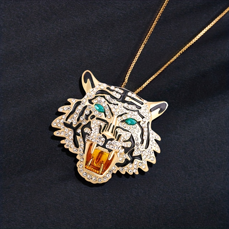 Rhinestone Roaring Tiger Brooch, Creative Clothing Accessory