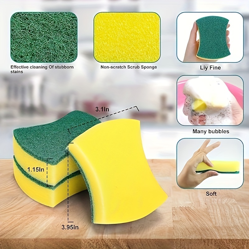 Kitchen Cleaning Sponges Double-sided Dish Wash Non-Scratch Scrub Sponges