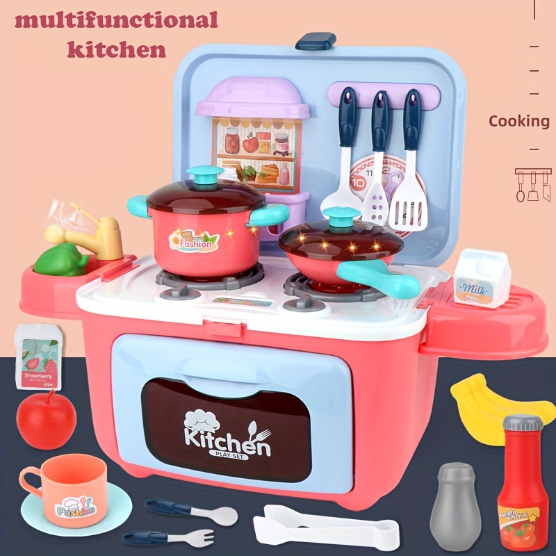 Kids Wooden Kitchen Toy Strawberry Pretend Cooking Playset