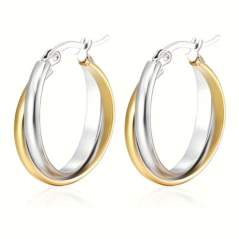 Golden / Silvery Hypoallergenic Earrings Stainless - Temu