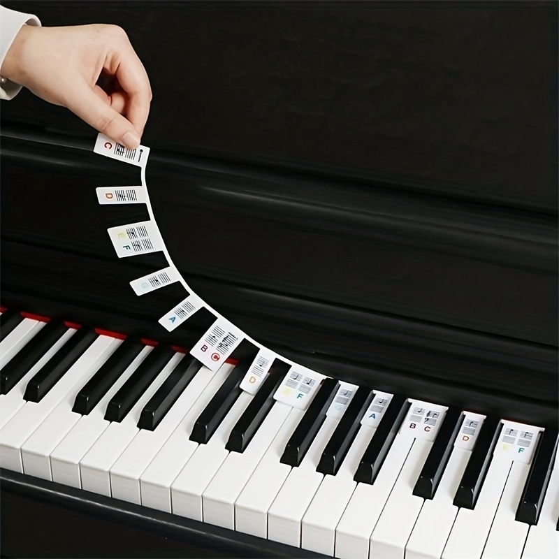 Autocollants de piano pour touches amovibles pour enfants, autocollants pour  clavier de piano 88/61/54/49/37/32 touches pour débutants avec des lettres  plus grandes, autocollants transparents pour touches de piano 