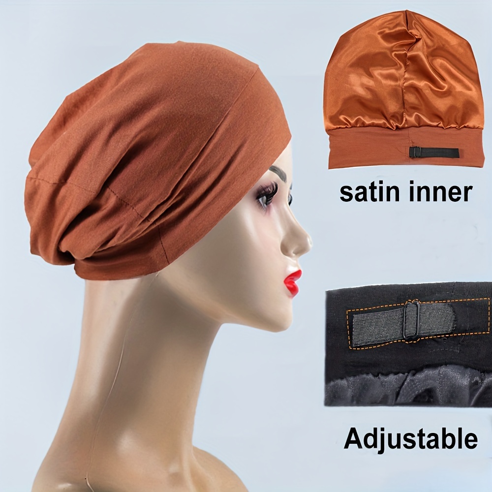 Turbante con forro de satén de seda, gorro de calavera preatado para  hombres y mujeres, cubierta de pelo para quimioterapia