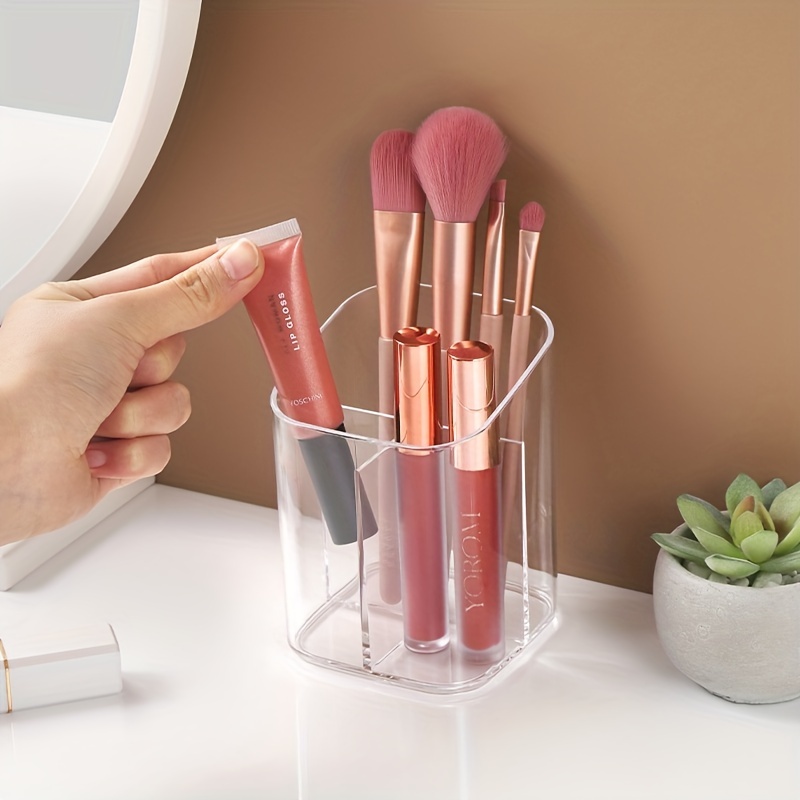 Makeup Brushes Organizer Holder, 3 Slot Clear Acrylic Cosmetics
