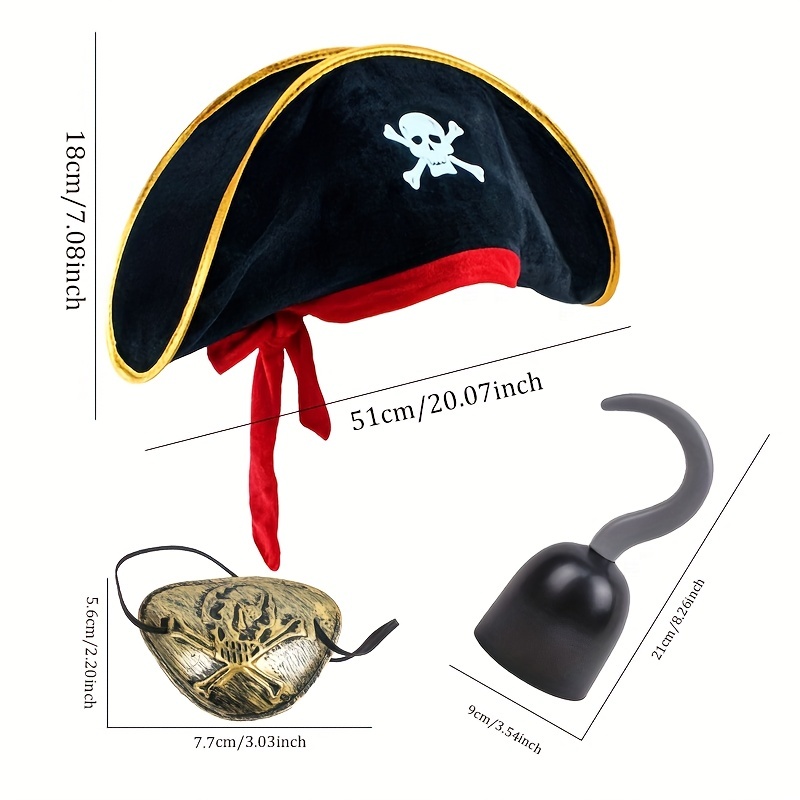 Halloween Pirate Costume Accessories Red Ribbon Captain Hat - Temu Austria